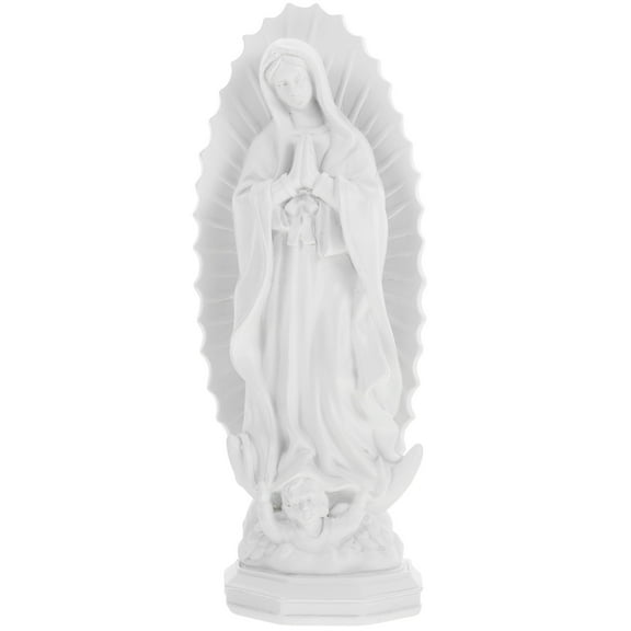 Madonna Statue Mexican Decor Virgin Statue Mexico Decorations Catholic Christian Figurine Miniature Resin White Religious Porch Sculpture