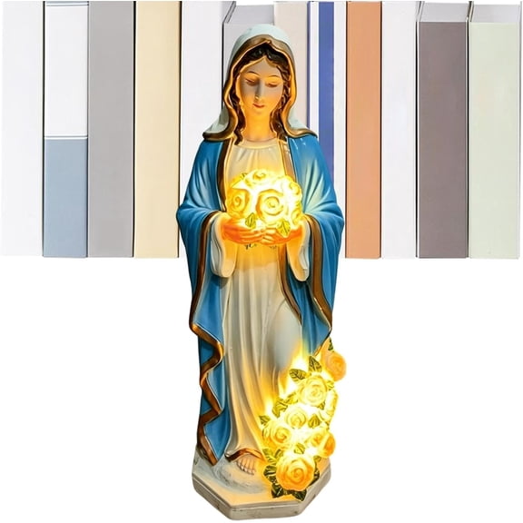 Virgin Mary Garden Lamp, USB Lighted Statue for Outdoor Patio