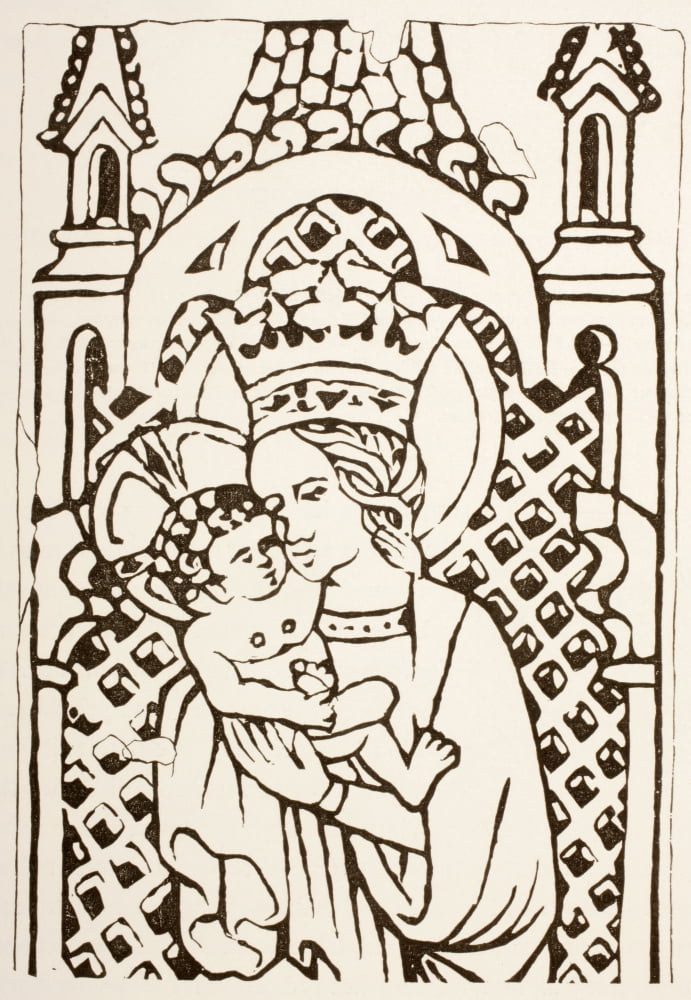 The Virgin Mary Holding The Infant Jesus After A 15Th Century Work From Les Artes Au Moyen Age Published Paris 1873 Canvas Art - Ken Welsh Design Pics (24 x 34)