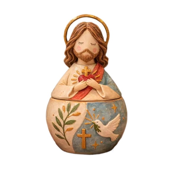 Virgin Mary/Jesu Prayer Memory Box,Resin Christian Desk Memorial Container