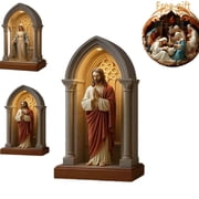 Virgin Mary LED Devotional Table Lamp, Handmade Virgin Mary Catholic Decor Table Lamp, Soft Eye Protecting Elegant Sacred Virgins Marys Statue Night Light for Bedroom Living Room
