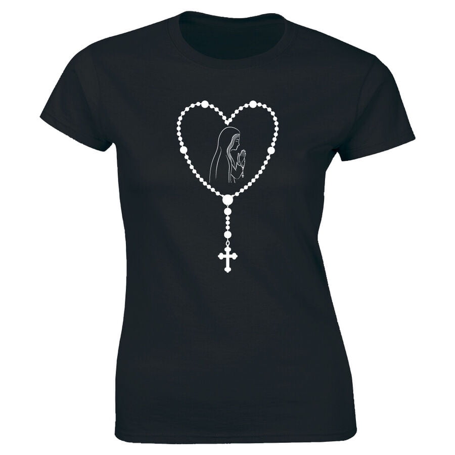 Virgin Mary Our Lady Of The Rosary T-shirt For Women Catholic Tee Shirt 