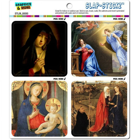Virgin Mary Paintings Religious Christian Automotive Car Window Locker Bumper Stickers