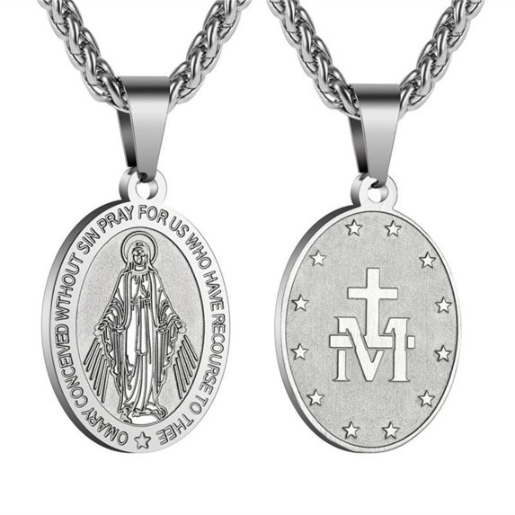 Virgin Mary Pendant Necklace Protective Religious Amulet Jewelry For Men and Women