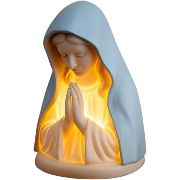 Virgin Mary Prayer Night Light, 2026 New Elegant Religious Statue Lamp, Soft Eye Protection Night Lights, LED Devotional Table Lamp, Home Decor for Bedroom Living Room