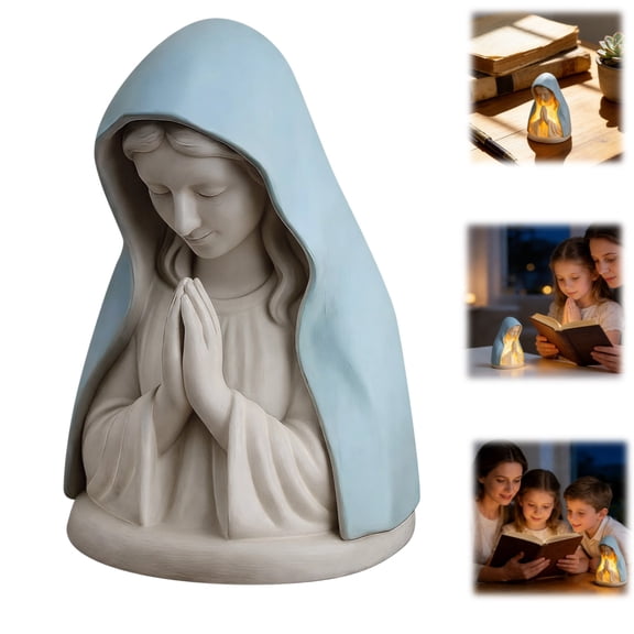 Virgin Mary Prayer Night Light,7In Jesus Prayer Night Light,Elegant Religious Statue Lamp,LED Devotional Table Lamp,for Faith Peace & Spiritual Comfort,for Bedroom Living Room Desktop Nursery Decor