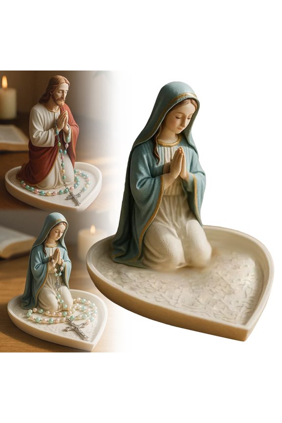 Virgin Mary Rosary Holder Rosary Stand Home Decor Elegant Keepsake For Necklace & Rings Home Decor Resin Statue With Detailed Craf