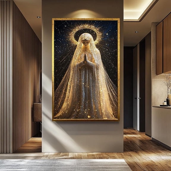 Virgin Mary Starry Halo Print, Unframed Paper Poster 8x10in