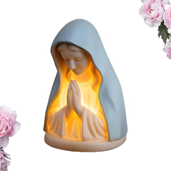 Virgin Mary Statue Night Light  2026 New LED Devotional Table Lamp with Soft Eye Protection  Golden Glow Prayer Light for Home Decor, Bedroom, Living Room, Prayer Corner