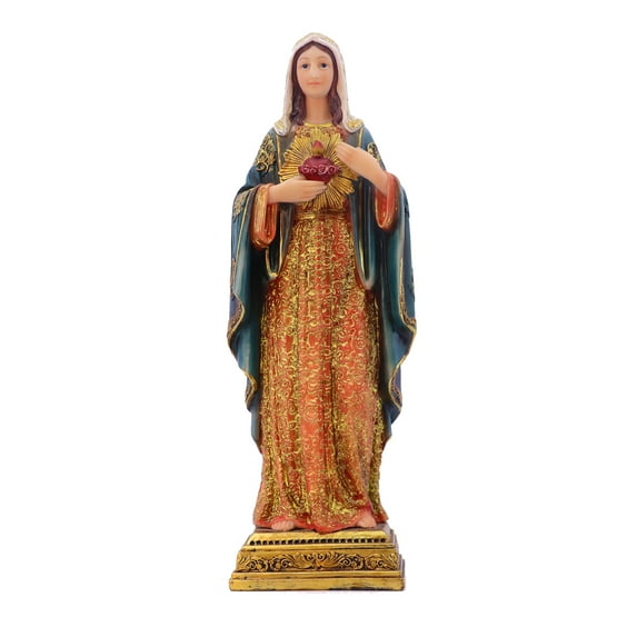 Virgin Mary Statue Sacred Heart Figure Resin Sculpture Savior Figurine Catholic Religious Gift Home Chapel Decoration 11.25 inch