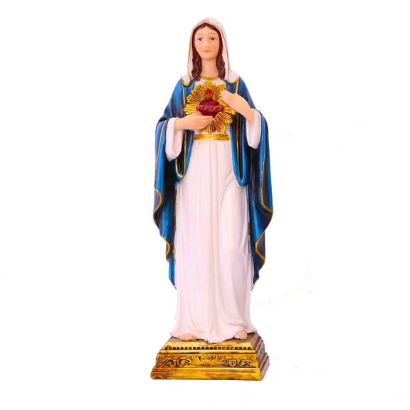 Zayton Virgin Mary Statue Sacred Heart Figure Resin Sculpture Savior Figurine Catholic Religious Decoration 13 inch