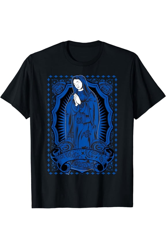 Virgin Mary T-shirt guadalupe Blue Bandana Tattoo Mexico Art