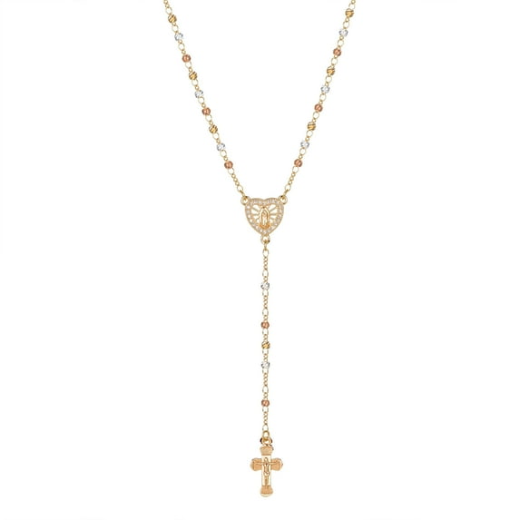 Virgin Mary/st Benedict Rosary Beads Necklace for Women, Our Lady Of Guadalupe Jesus Cross Y Necklace Christian Jewelry (PNB-258G-18)