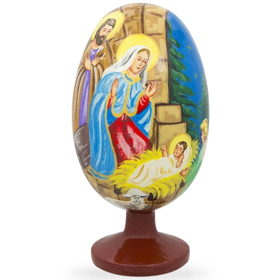 Virgin Mary with Jesus Nativity Wooden Figurine 4.75 Inches