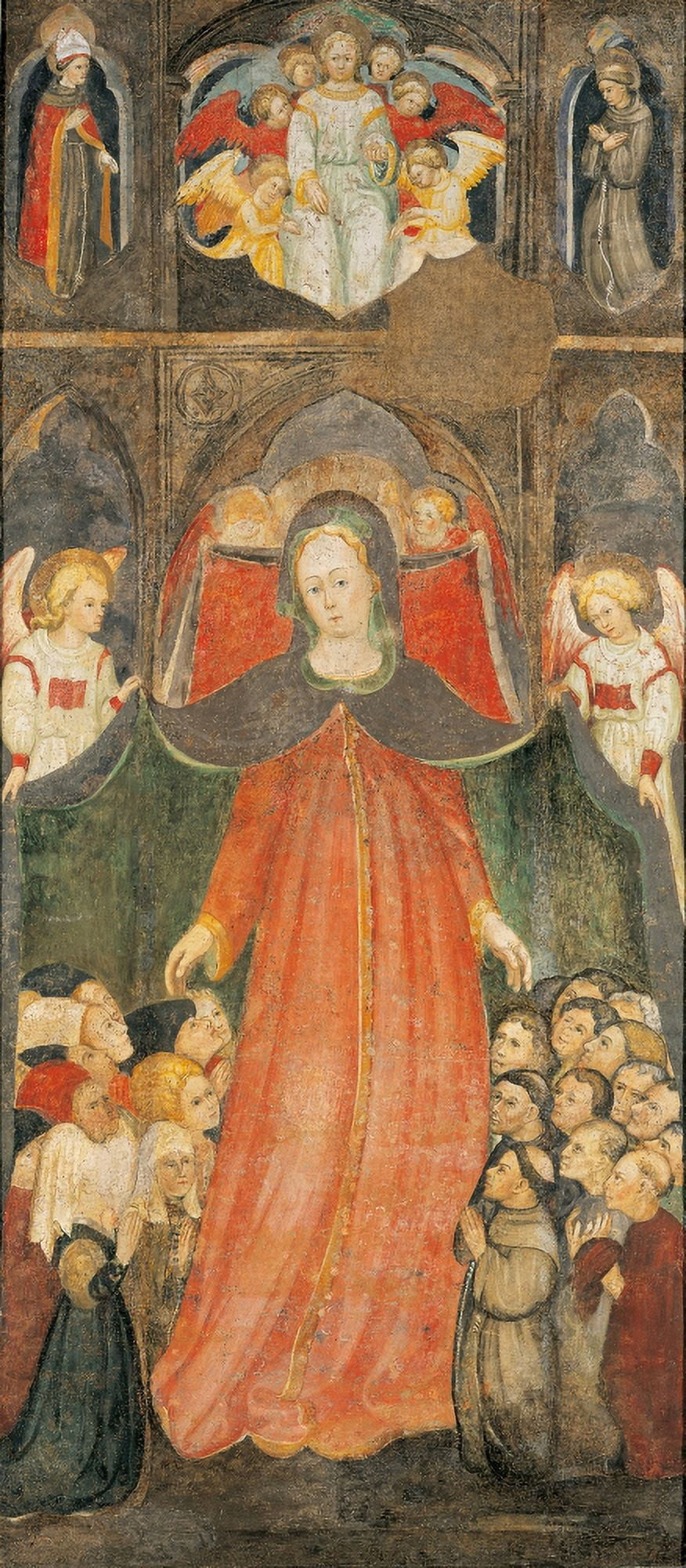Virgin Of Mercy With Offerers And Angels Canvas Art -  (24 x 36)