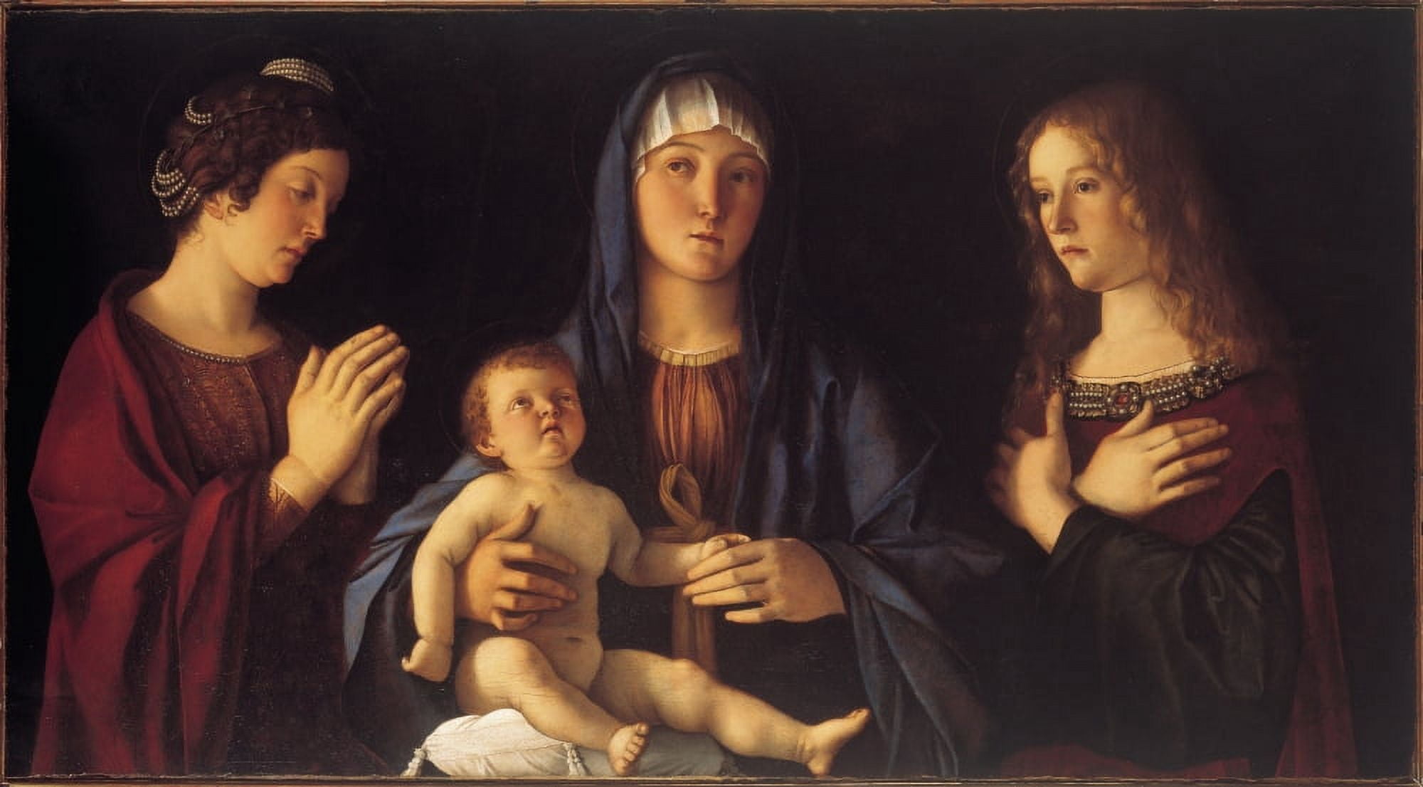 Virgin With Child And Sts Catherine And Magdalene Canvas Art - (24 x 18)
