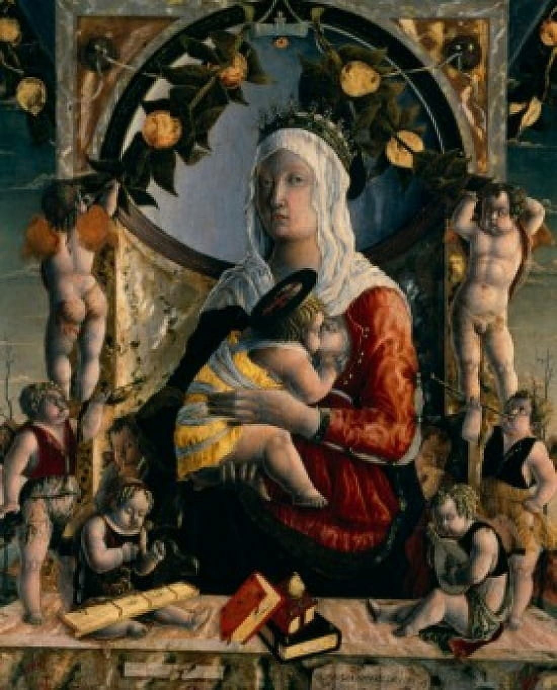 Virgin and Child Surrounded by Eight Angels by Marco Zoppo  oil on canvas  (c1432- c1478)  Paris  Musee du Louvre Canvas Art - Marco Zoppo (18 x 24)