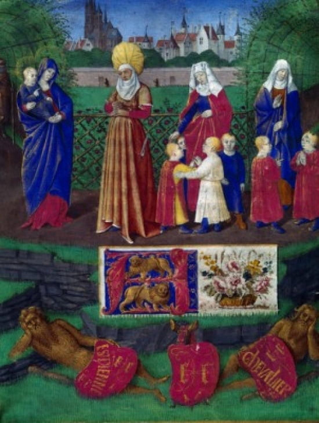 Virgin and Child With Family manuscript France Paris Bibliotheque Nationale Canvas Art - Bibliotheque Nationale (24 x 36)