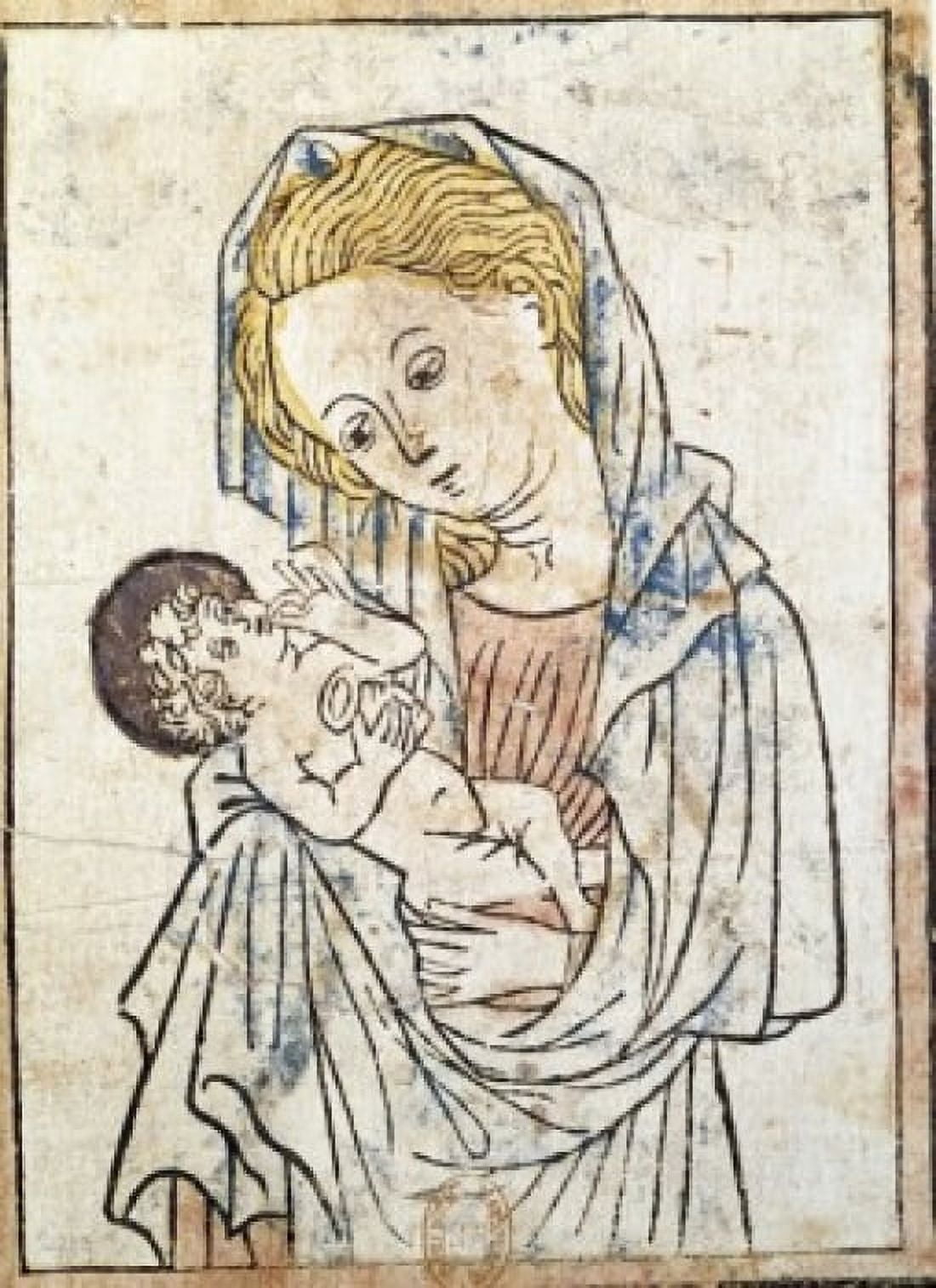 Virgin and Child engraving Circa 14th-15th Century France Paris Bibliotheque Nationale Canvas Art - (18 x 24)