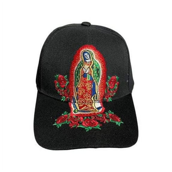 Virgin of Guadalupe Mexican Baseball Caps - Black Color - Uni-Sex Style -- FREE USA Shipping -- (CapMx123B)