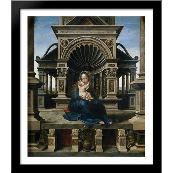 Virgin of Louvain 28x32 Large Black Wood Framed Print Art by Jan Gossaert Mabuse