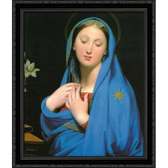 Virgin of the Adoption 28x34 Large Black Ornate Wood Framed Canvas Art by Jean Auguste Dominique Ingres