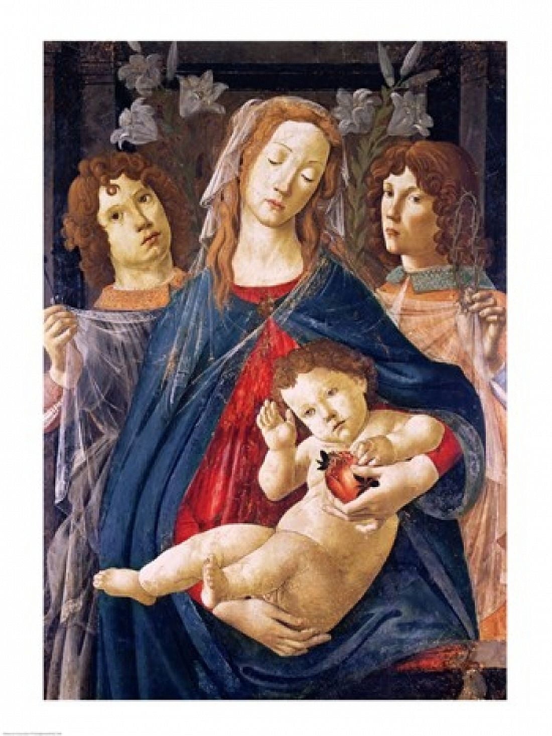 Virgin of the Pomegranate Canvas Art - Sandro Botticelli (24 x 36)