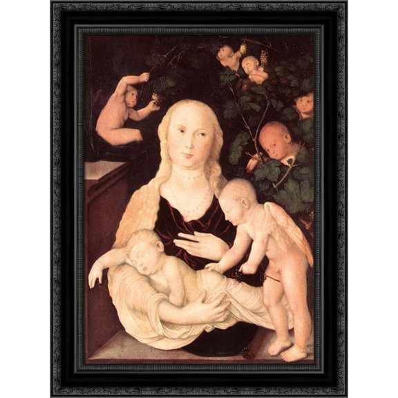 Virgin of the Vine Trellis 19x24 Black Ornate Wood Framed Canvas Art by Baldung, Hans