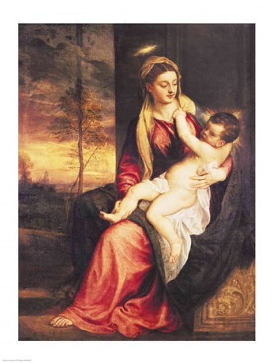 Virgin with Child at Sunset 1560 Canvas Art - Titian (18 x 24)