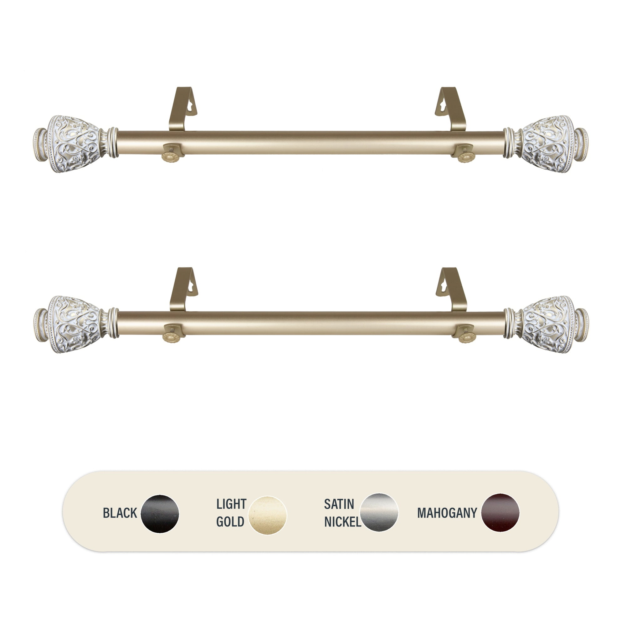 Virginia 1 inch Side Curtain Rod 12-20 inch long (Set of 2) - Gold