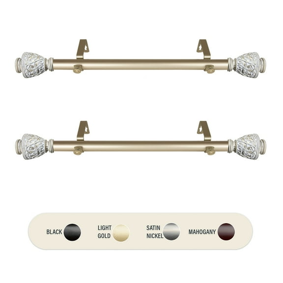 Virginia 1 inch Side Curtain Rod 12-20 inch long (Set of 2) - Gold