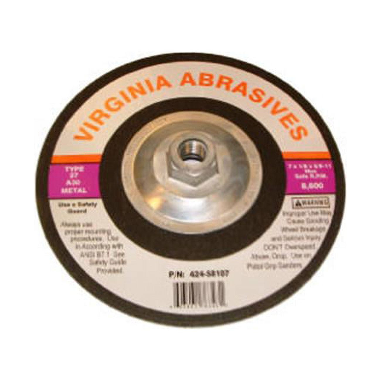 Virginia Abrasives 42458107 7 x 0.12 x 0.6211 in. Metal Grinding