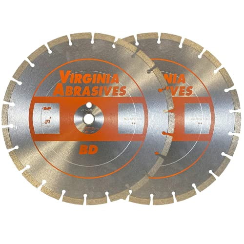 Virginia Abrasives 425-06026 - 2pc 14" High Speed Diamond Blade - Wet/Dry Saw Blades for Concrete - Multipurpose Tools for Grinders, Scroll Saws, Wall Chasers - Precision Diamond Blade
