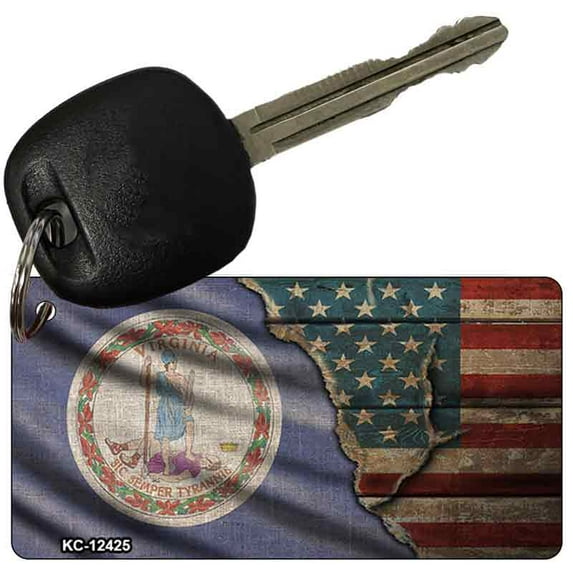 Virginia/American Flag Novelty Metal Key Chain KC-12425 3" x 1.5" Key Chain (KC)