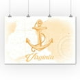 thumbnail image 1 of Virginia - Anchor - Yellow - Coastal Icon - Lantern Press Artwork (36x54 Giclee Gallery Print, Wall Decor Travel Poster), 1 of 1