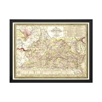 Virginia Art, 1853 Vintage Map of Virginia History Wall Decor Gift, Old Virginia Map - 24" x 18" Black Framed Print