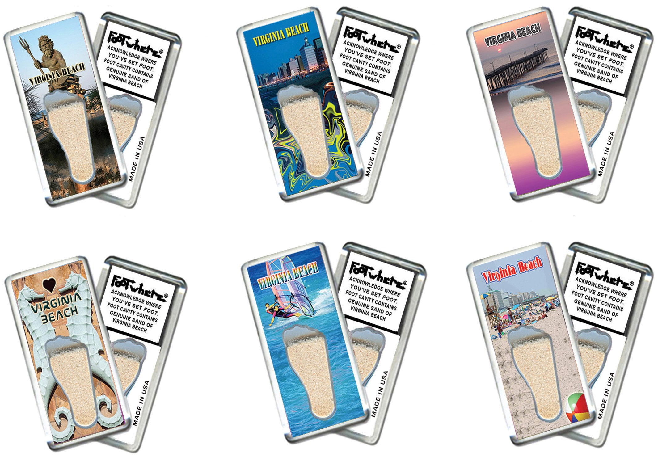 Virginia Beach FootWhere Souvenir Fridge Magnets. (VB200 - Assorted)