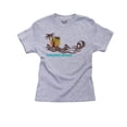 thumbnail image 1 of Virginia Beach - Palm Tree Sunset with Waves Girl's Cotton Youth Grey T-Shirt, 1 of 2
