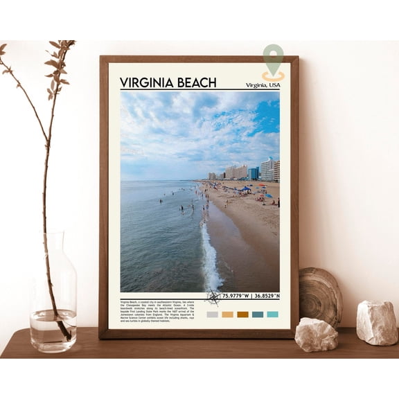 Virginia Beach Print, Virginia Beach Poster, Virginia Beach Wall Art, Virginia Beach Travel, Virginia Beach Art Virginia Beach Print Wall Art, Modern Wall Decor, 16x24 UNFRAMED