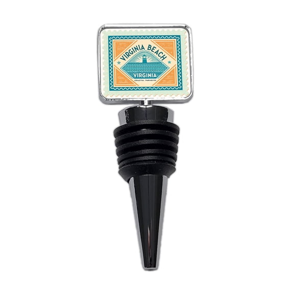 Virginia Beach VA Travel Vacation Stamp Wine Bottle Stopper Cap Plug