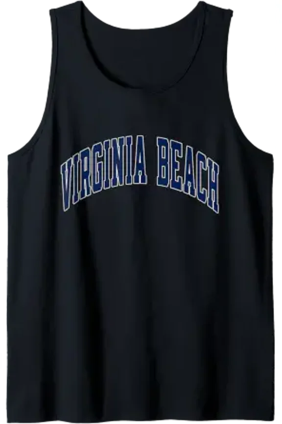 Virginia Beach Virginia Va Varsity Style Navy Text Tank Top Size S-3XL