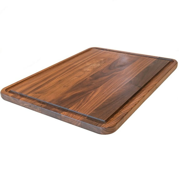 Virginia Boys Kitchens Large Walnut Wood Cutting Board - 20x15 Inch Brown American Hardwood Chopping and Carving Countertop Block with Juice Drip Groove