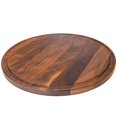 thumbnail image 1 of Virginia Boys Kitchens Round Walnut Wood Cutting Board - 13.5 Inch Brown American Hardwood Chopping and Carving Countertop Block with Juice Drip Groove, 1 of 9