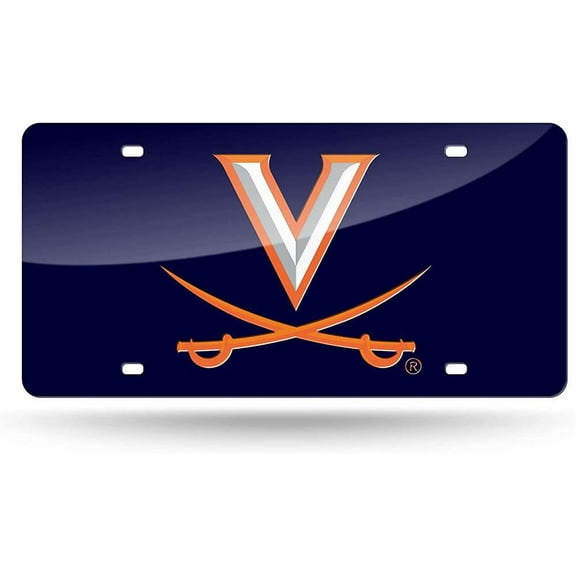 Virginia Cavaliers Blue Mirrored Laser Cut License Plate Laser Tag