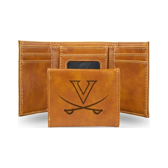 Virginia Cavaliers Laser Engraved Brown Trifold Wallet