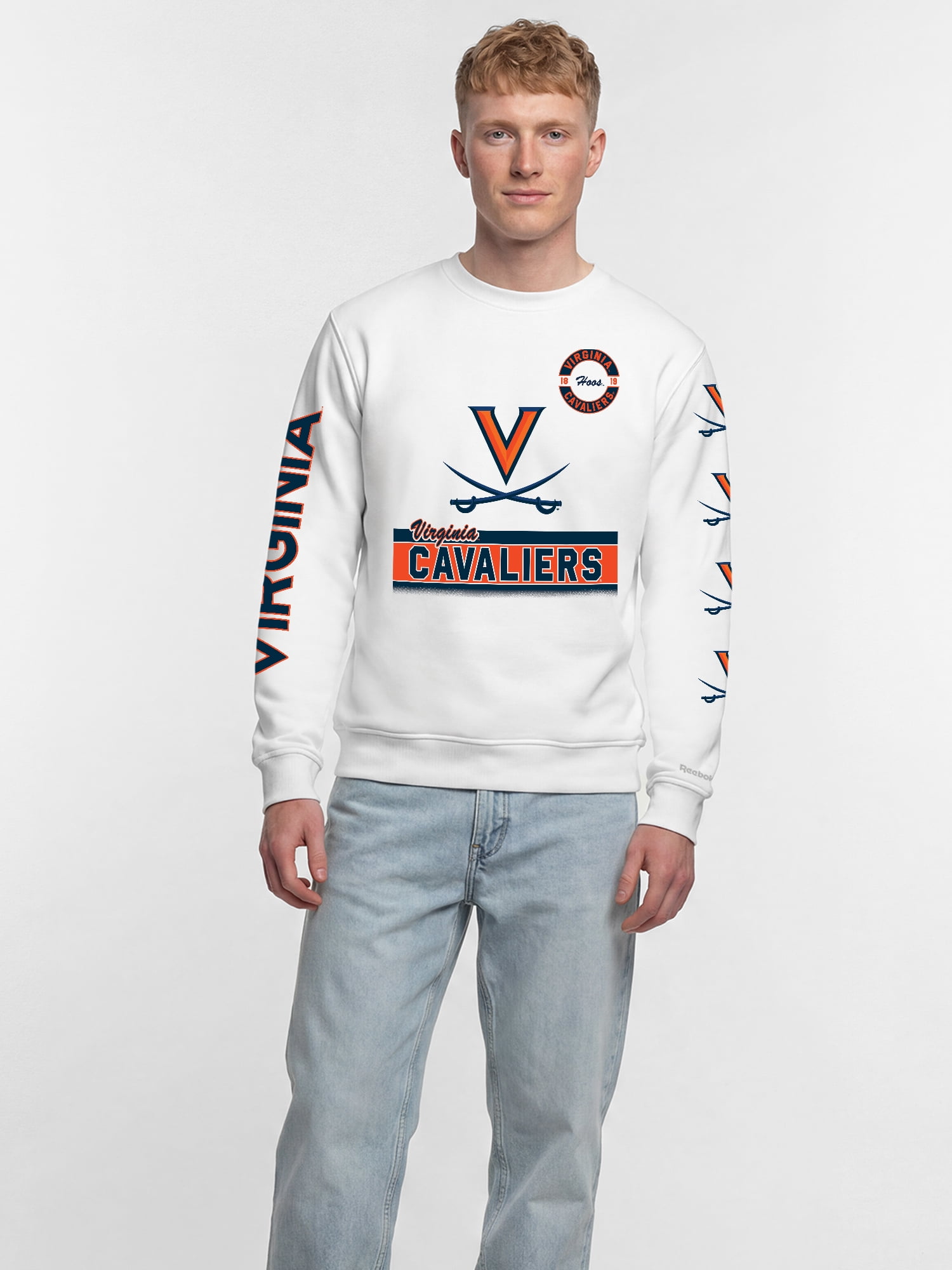 Virginia Cavaliers Reebok Mens White Crew Sweatshirt