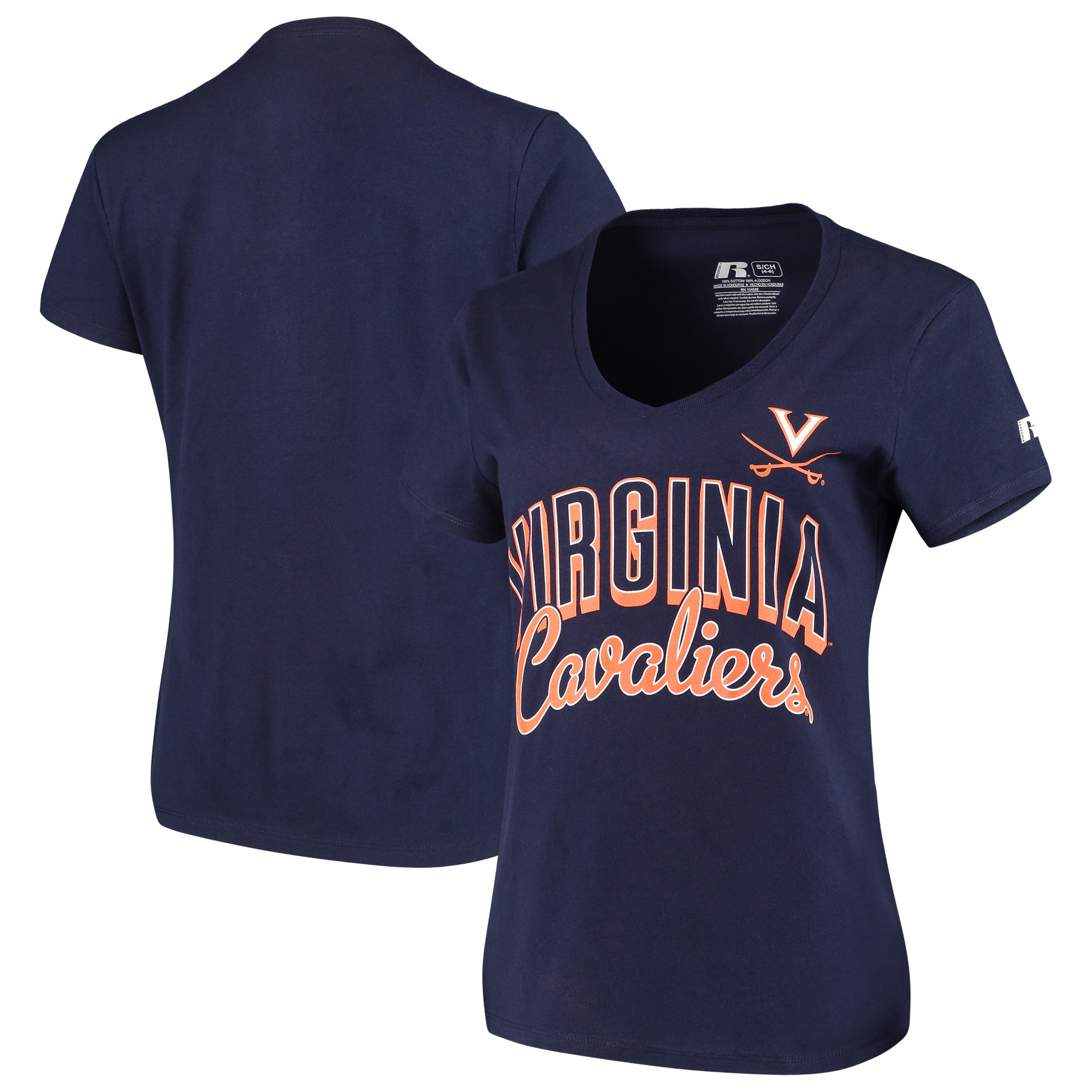 Virginia Cavaliers Russell Athletic Women's Arch V-Neck T-Shirt - Navy - image 1 of 3
