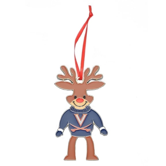 Collegiate Pulse Virginia Cavaliers UVA Reindeer Metal Christmas Ornament