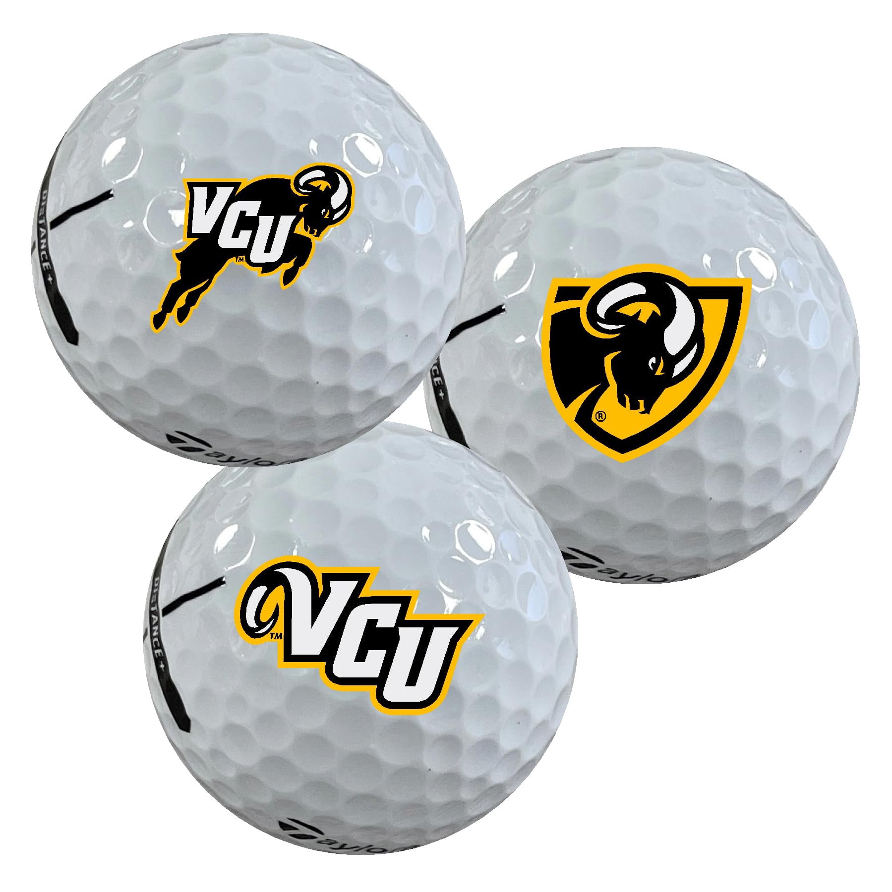 Virginia Commonwealth University Rams Logo Edition Officially Licensed NCAA Taylormade Distance+ Golf Balls 12-Pack (Dozen)