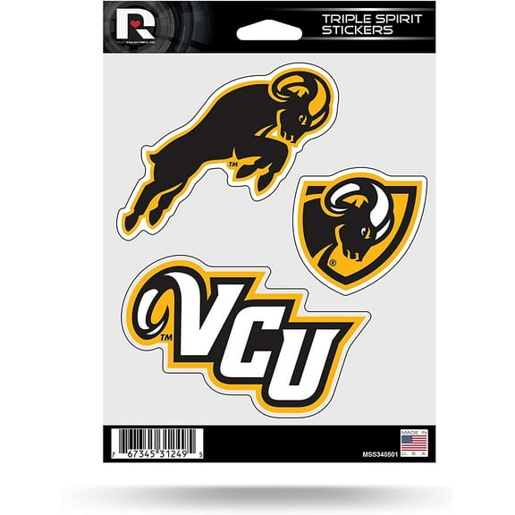 Virginia Commonwealth University Rams VCU 3 Piece Decal Sheet Triple Sticker